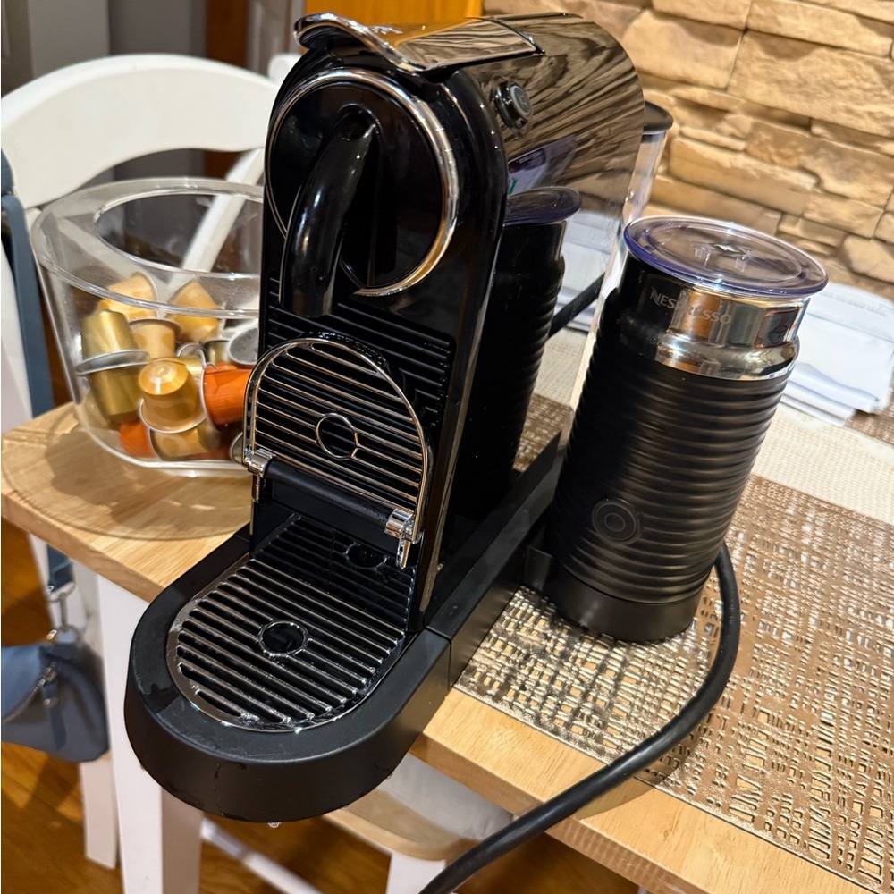 Nespresso Black Espresso Maker with Milk Frother